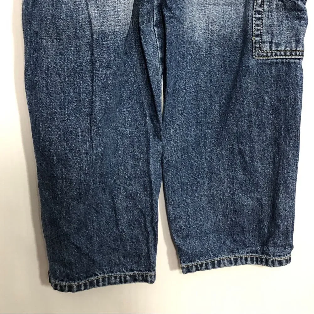 Osh Kosh B’Gosh Denim Overalls Boys 4 Red White Blue Striped Straps USA